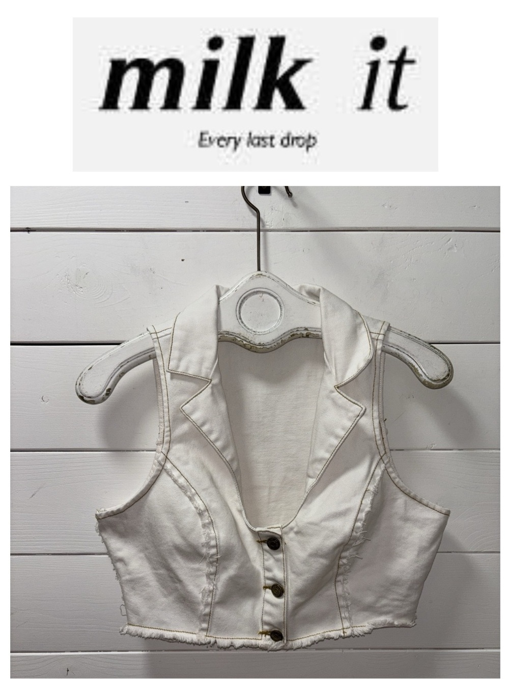 Milk It Cropped Sleeveless Vest – Cream – Size 12